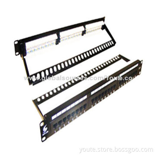 UTP Cat6A Patch Panel, 24 Ports, 110 or LSA IDC, with Back Bar